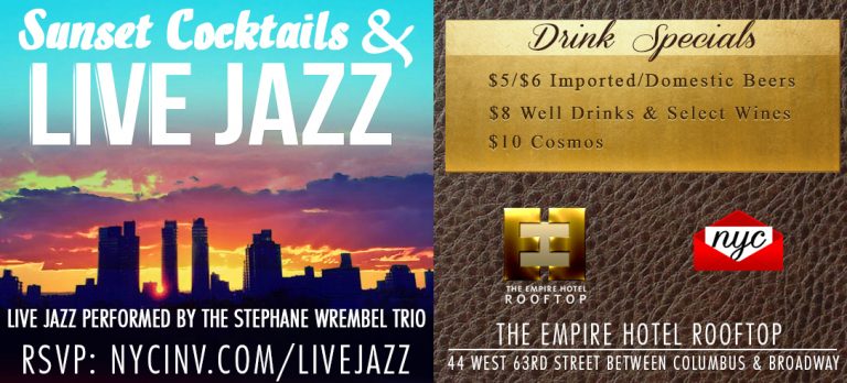 Jazz e cocktail al tramonto dall’Empire Hotel Rooftop