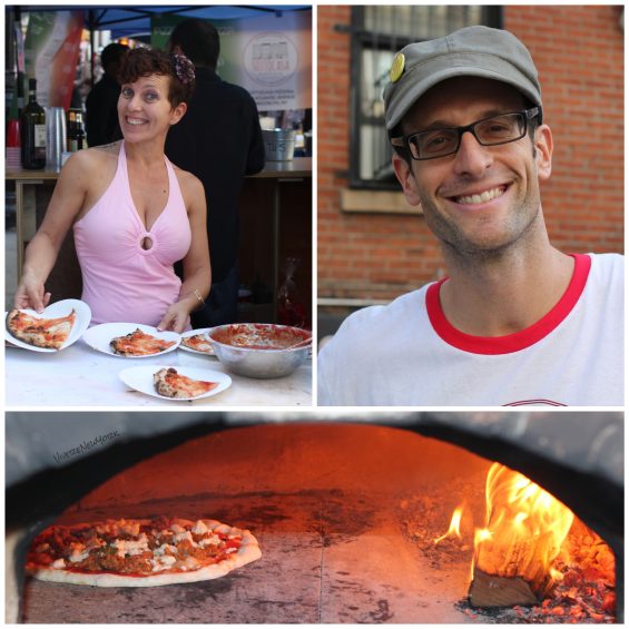 Mariarosa and Luca smiling in front of the wood-fired oven at Sottocasa pizzeria on Atlantic Avenue, Brooklyn